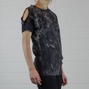 Shirt mit Cut Out links - Used Look - Asymmetrisch - Stonewashed - schwarz