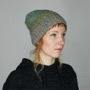 Gorra tejida de lana - beanie - rayado - turquesa-verde - Gorro de punta