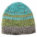 Gorra tejida de lana - beanie - rayado - turquesa-verde - Gorro de punta