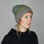 Gorra tejida de lana - beanie - rayado - turquesa-verde - Gorro de punta