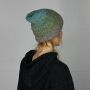 Woolen Hat - Knit Cap - Beanie - striped - turquoise-green