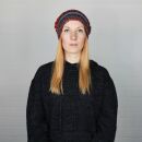 Gorra tejida de lana - beanie - rayado - rojo-multicolor - Gorro de punta