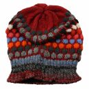 Gorra tejida de lana - beanie - rayado - rojo-multicolor - Gorro de punta