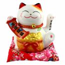 Lucky cat - Porcelain 15,5 cm white - High quality Maneki...