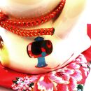 Lucky cat - Porcelain 15,5 cm white - High quality Maneki Neko - Waving cat 01