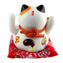 Agitando gato chino - Porcelana 15,5 cm blanco - Maneki Neko de alta calidad 01