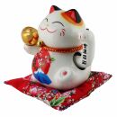 Gatto della fortuna - Gatto cinese - Porcellana 15,5 cm...