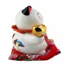 Glückskatze - Maneki-neko - Winkekatze aus Porzellan 15,5 cm weiß - Maneki Neko 04