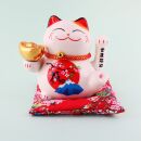 Gatto della fortuna - Gatto cinese - Porcellana 15,5 cm bianco - Maneki Neko di alta qualità 04
