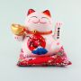 Glückskatze - Maneki-neko - Winkekatze aus Porzellan 15,5 cm weiß - Maneki Neko 04