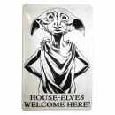 Embossed tin sign - Harry Potter - House-Elves Welcome...