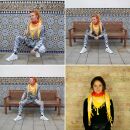 Kufiya - colourful-batik-tiedye 01 - Red Sun - Shemagh - Arafat scarf