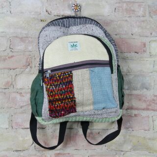 Rucksack - Hanf - Muster 01 - beige-bunt