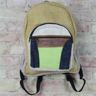 Backpack - hemp - pattern 03 - beige-multicoloured