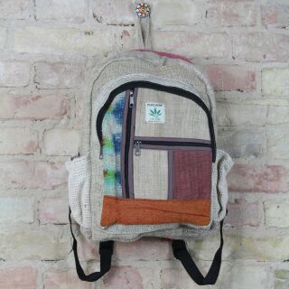 Backpack - hemp - pattern 06 - beige-multicoloured