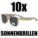 10x Sonnenbrille Brillen Holzoptik Holz Textur Motiv Sunglasses braun beige WOW