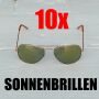 10x Sonnenbrille Brillen Pilotenbrillen Sunglasses gold Pornobrillen