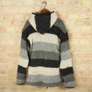 Hooded Wool Jacket - Between-Seasons Jacket - Pattern 04 - tan-brown-black