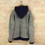 Hooded Wool Jacket - Between-Seasons Jacket - Pattern 07 - grey contrast-colour blue