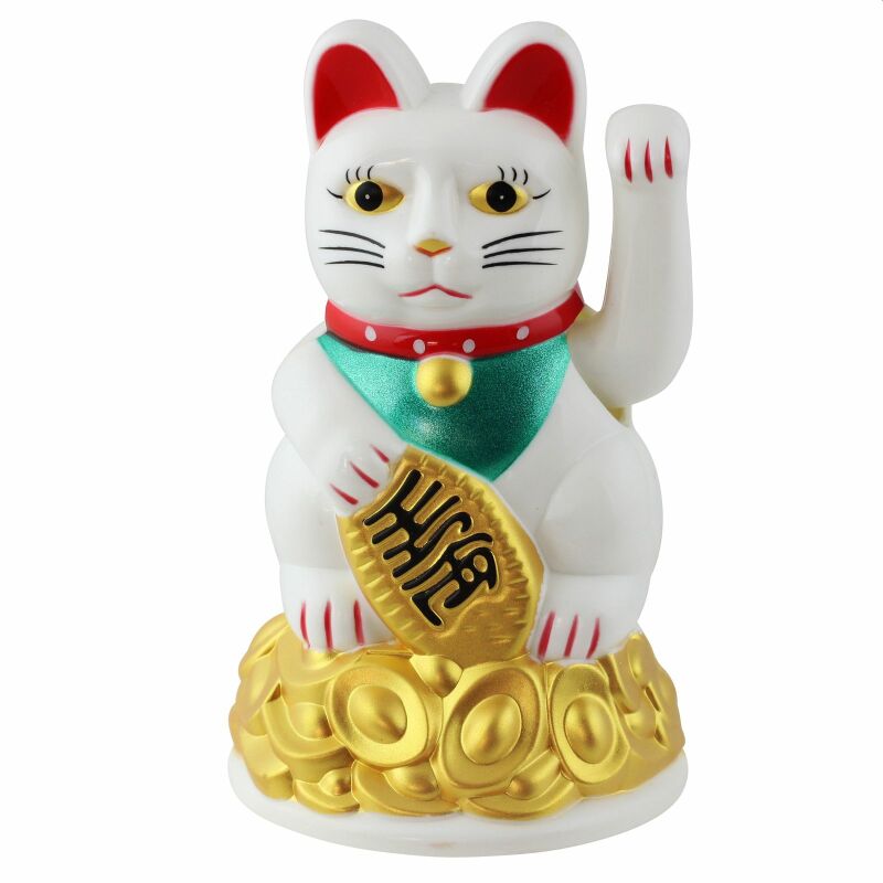 Winkekatze Gold Geld Katze Chinesische Glückskatze Meneki Neko Feng Shui 12,5 cm 