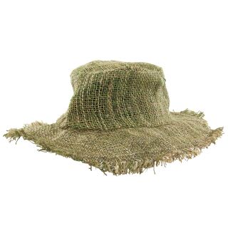 Hempen straw hat - Model 04 green multicolored - woven unisex beach hat