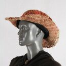 Hempen straw hat - Model 06 red multicolored - woven unisex beach hat