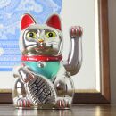 Agitando gato chino - Maneki neko - 13 cm - plata