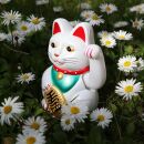 Agitando gato chino - Maneki neko - 13 cm - blanco