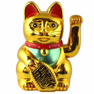 Gatto della fortuna - Gatto cinese - Maneki neko - 15 cm - oro