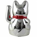Gatto della fortuna - Gatto cinese - Maneki neko - 15 cm - argento