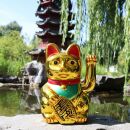 Agitando gato chino - Maneki neko - 18 cm - oro