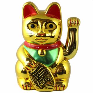 Agitando gato chino - Maneki neko - 20 cm - oro