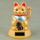 Agitando gato chino - Maneki neko - solar - 12 cm - oro