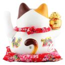 Lucky cat - Porcelain 30 cm white - High quality Maneki Neko - Waving cat 03