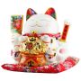 Gatto della fortuna - Gatto cinese - Porcellana 30 cm bianco - Maneki Neko di alta qualità 04