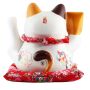 Lucky cat - Porcelain 30 cm white - High quality Maneki Neko - Waving cat 03