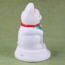 Agitando gato chino - Maneki neko - solar - 12 cm - blanco