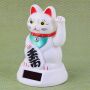 Gatto della fortuna - Gatto cinese - Maneki neko - solare - 12 cm - bianco