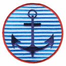 Patch - Anchor - round white-blue striped