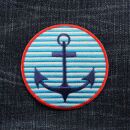 Patch - Anchor - round white-blue striped