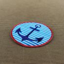 Patch - Anchor - round white-blue striped
