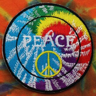 PATCH RICAMO TOPPA SIMBOLO PACE PEACE VINTAGE HIPPY HIPPIE