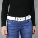 Cintura di pelle - cintura senza fibbia - bianco - aspetto incrinato - 4 cm