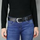 Leather belt - Buckle free belt - black - cracked look - 4 cm