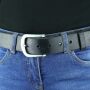 Cintura di pelle - cintura senza fibbia - nero - aspetto incrinato - 4 cm