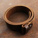 Leather belt - Buckle free belt - dark brown - cracked look - 4 cm