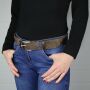 Gürtel ohne Schnalle - Ledergürtel - Belt - dunkelbraun - cracked look - 4 cm