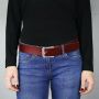 Leather belt - Buckle free belt - bordeaux - 4 cm