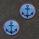 Patch - Anchor - small white-blue striped - Set of 2