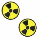 Aufn&auml;her - Atomkraft Zeichen schwarz-gelb klein 2er...